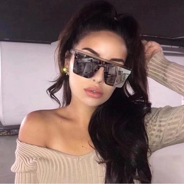 New Black Square Sunglasses Women Big Frame Fashion Retro Mirror Sun